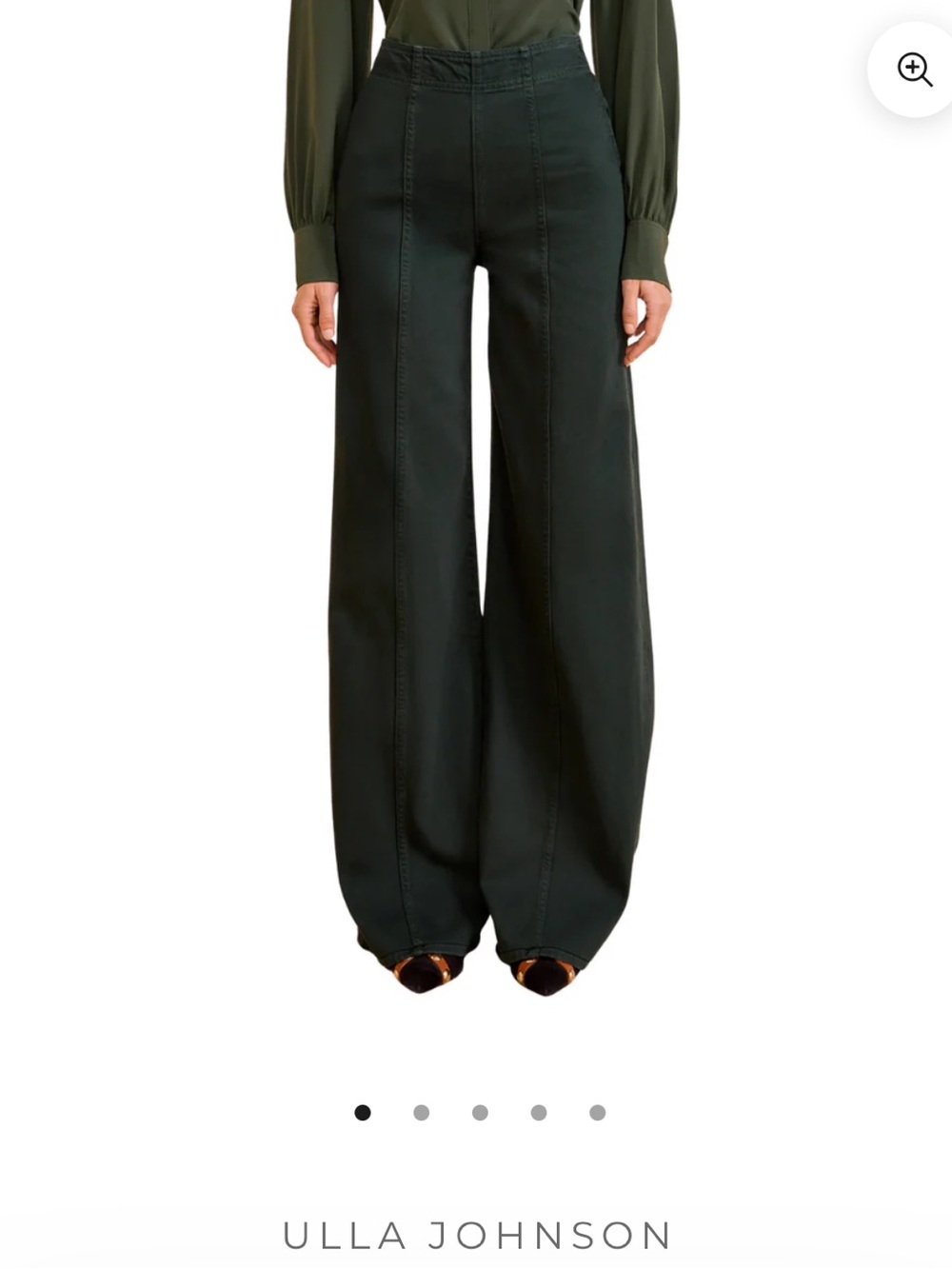 Ulla Johnson Dark Green Wide-Leg Jeans